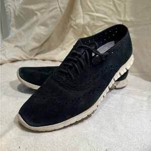 Cole Haan Women’s Zerogrand Lace Up Wingtip Oxford Black Suede size 8.5